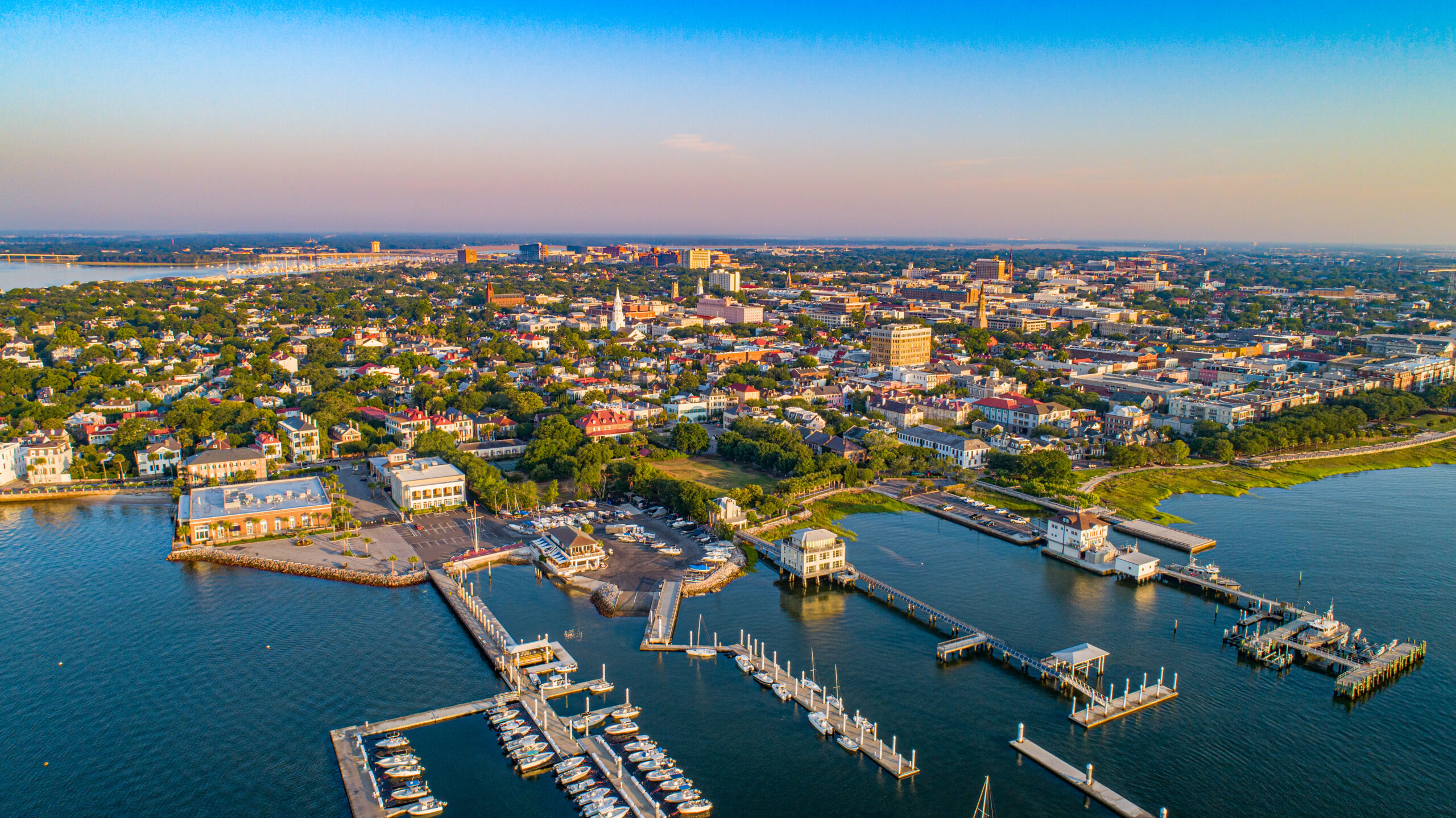 Carolina,Yacht,Club,Aerial,In,Charleston,,South,Carolina,,Usa.